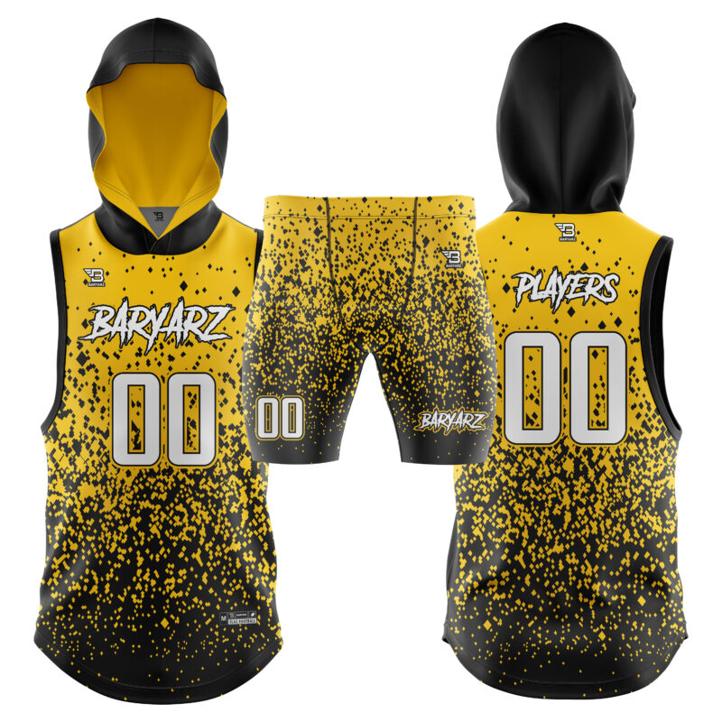 Black performance flag football jersey with colorful graphic