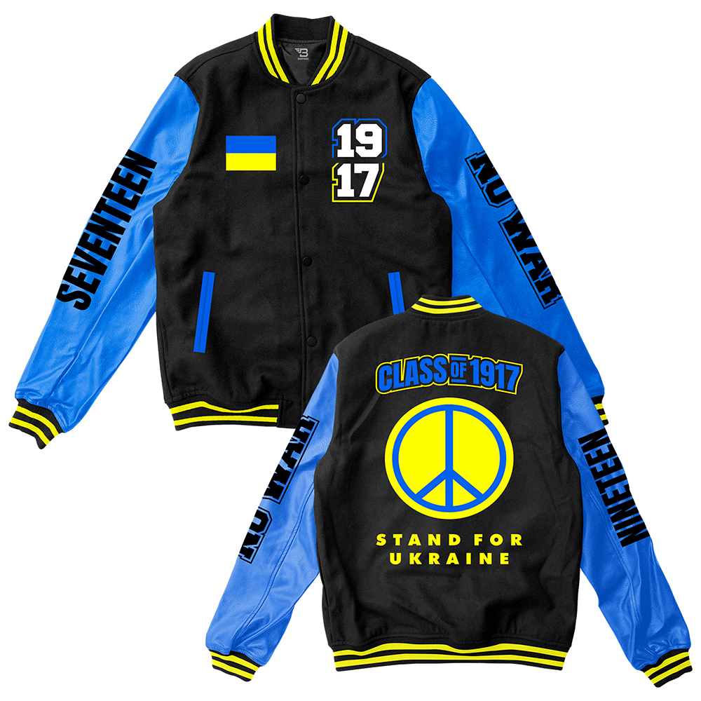 VARSITY JACKET 01 Black and blue varsity jacket with Class of 1917 back print